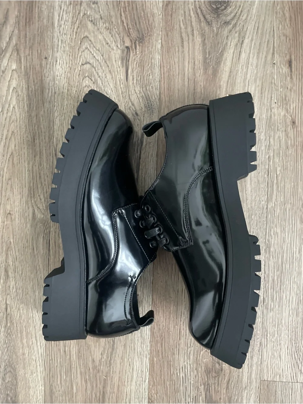 Men Size 11 ASOS Design chunky lace up shoes black faux leather new never worn